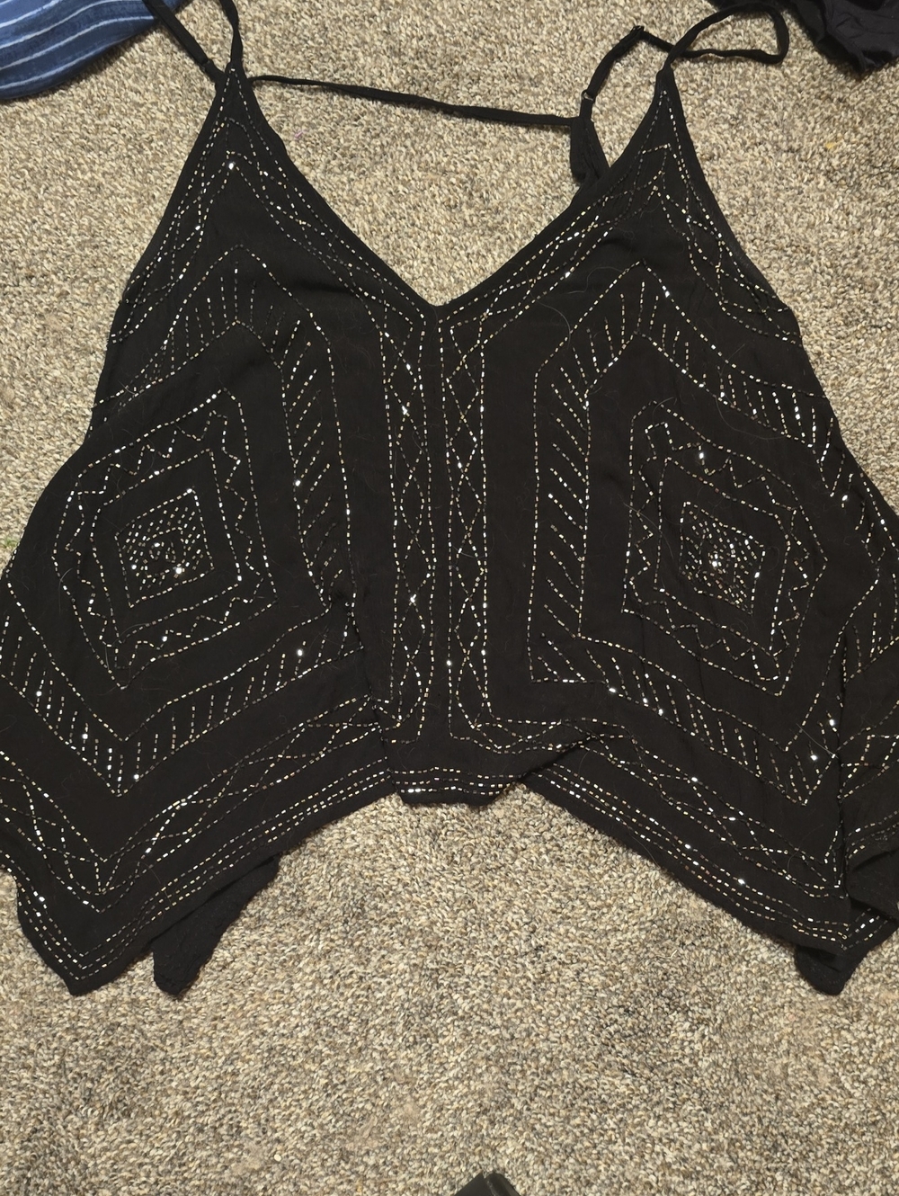 free people Black Beaded Handkerchief Cami